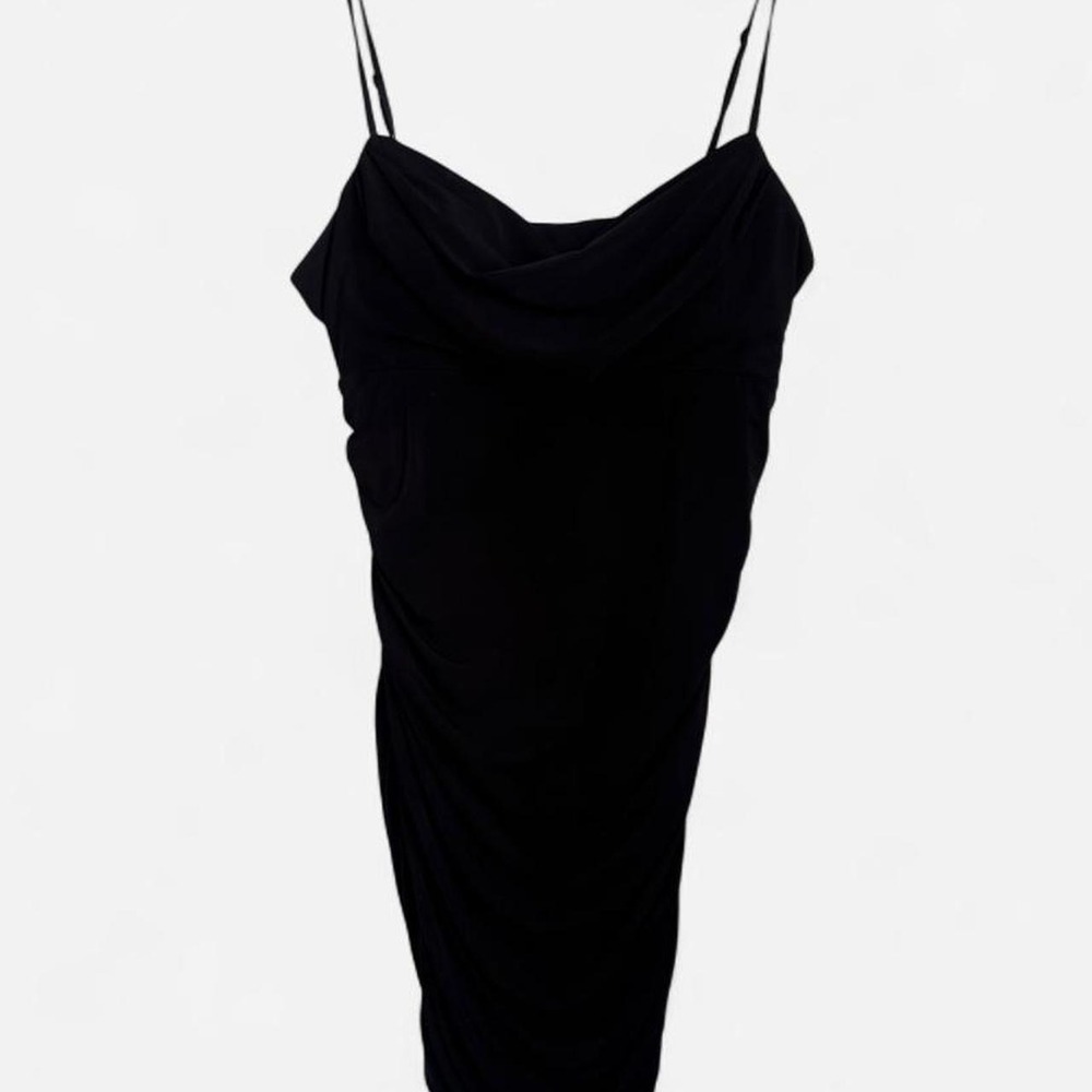 Emerald Sundae Black Cowl Neck Ruched Mini Dress XL - Picture 1 of 5